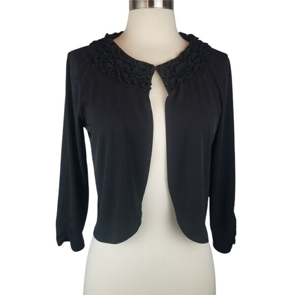 Black Little Cropped Polyester/Nylon Cardigan. Size S. - Picture 1 of 14